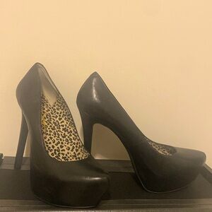 Jessica Simpson Black Leather Platform Heels